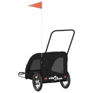 Ремарке за колело за любимци черно Оксфорд плат и желязо