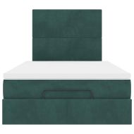 Османска легло с матраци и LED, тъмнозелено, 120x200 см, кадифе