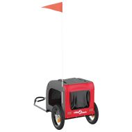 Ремарке за колело за любимци червен и сив Оксфорд плат и желязо