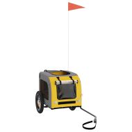 Ремарке за колело за любимци жълт и сив Оксфорд плат и желязо