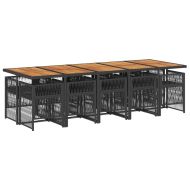 Градински комплект с възглавници 11 части полиратан черен