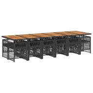 Външен трапезен комплект 13 части с възглавници черен полиратан