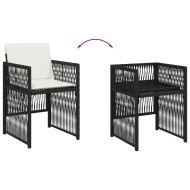 Градински столове с възглавници, 4 бр, черен, полиратан