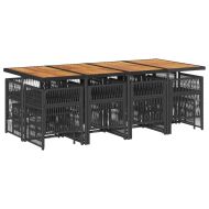 Външен трапезен комплект 13 части с възглавници черен полиратан