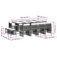 Външен трапезен комплект 13 части с възглавници черен полиратан