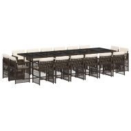 Градински комплект с възглавници 17 части кафяв полиратан