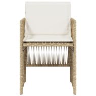 Градински столове с възглавници, 4 бр, бежови полиратан