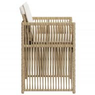 Градински столове с възглавници, 4 бр, бежови полиратан