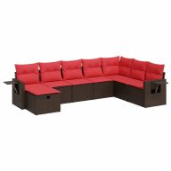 Градински комплект с възглавници, 8 части, кафяв, полиратан