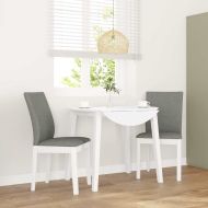 Трапезни столове с възглавници 2 бр Бяла масивна дървесина гума