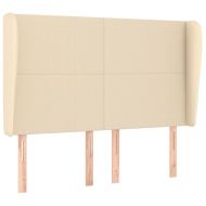 Горна табла за легло с уши, кремава,147 x 23 x 118/128 см, плат