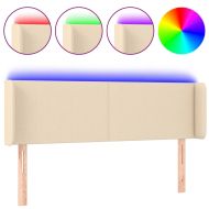 LED горна табла за легло, кремава, 147x16x78/88 см, плат