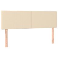 Боксспринг легло с матрак и LED, кремаво, 140x200 см, плат