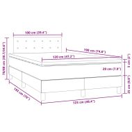 Боксспринг легло с матрак и LED, светлосиво, 120x190 см, кадифе