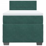 Боксспринг легло с матрак, тъмнозелено, 90x200 см, кадифе