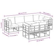 Градински Софа Комплект с възглавница 7 pcs Черно Алуминий