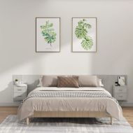 Табла за легло с шкафчета бетонно сиво инженерно дърво