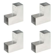 Конектори за греди 4 бр L-образни поцинкован метал 81x81 мм
