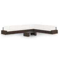 Градински комплект с възглавници, 9 части, кафяв полиратан