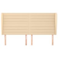 Горна табла за легло с уши, кремава, 183x23x118/128 см, плат