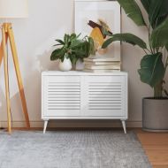 Врати за шкафове решетен дизайн 2 бр бял 39,5x39,4 см бор масив