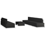 Градински лаундж комплект, 8 части, полиратан, черен