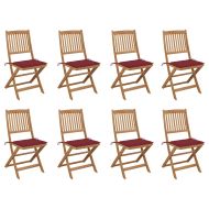 Сгъваеми градински столове с възглавници 8 бр акация масив