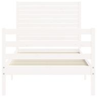 Рамка за легло с табла, бяла, 90x200 см, масивно дърво