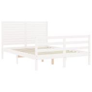 Рамка за легло с табла, бяла, 140х200 см, масивно дърво