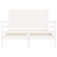 Рамка за легло с табла, бяла, 140х200 см, масивно дърво