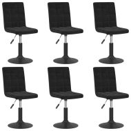 Въртящи се трапезни столове, 6 бр, черни, кадифе