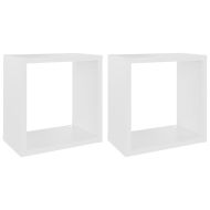 Стенни кубични рафтове, 2 бр, бели, 26x15x26 см