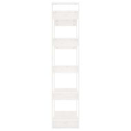 Библиотека/разделител за стая, бяла, 80x35x160 см, бор масив