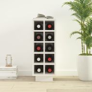 Шкаф за вино, бял, 23x34x61 см, борово дърво масив