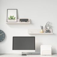 Стенни рафтове, 2 бр, бели, 50x11x9 см, масивно борово дърво