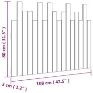 Стенна табла за спалня, бяла, 108x3x80 см, борово дърво масив