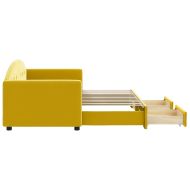 Канапе с изтеглящо легло и чекмеджета жълто 80x200 см кадифе