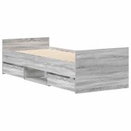 Рамка за легло с горна и долна табла, сив сонома, 90x190 см