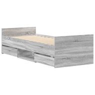 Рамка за легло с горна и долна табла, сив сонома, 90x190 см