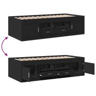 Дневно легло с чекмеджета, без матрак, черно, 90x200 см