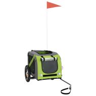 Ремарке за колело за любимци зелен и сив Оксфорд плат и желязо