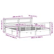 Рамка за легло с табла, 200x200 см, бор масив