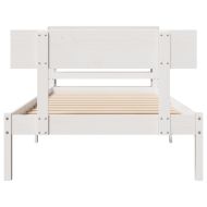Рамка за легло без матрак, бял, 90x200 см, бор масив
