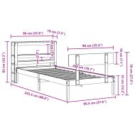Рамка за легло без матрак, бял, 90x200 см, бор масив