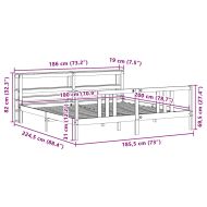 Рамка за легло с табла, 180x200 см, борово дърво масив