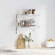 Стенни рафтове 2 бр 50x30 см сребристи неръждаема стомана