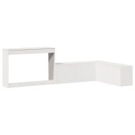 Нощно шкафче с бюро, бяло, 232x122x75 см, масивна дървесина, бор