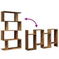 Разделител за стая / библиотека 4 нива старо дърво 70x24x129 см