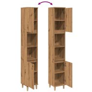 Шкаф за баня, дъб артизан, 30x30x190 см, инженерно дърво