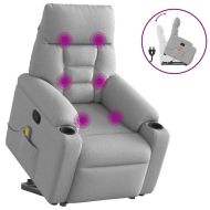 Изправящ масажен реклайнер стол, облачно сив, текстил